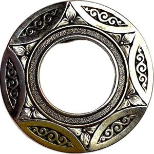 Vintage Lieba USA Round Star Scarf Clip Silver Tone Dress Clip Blouse Clip